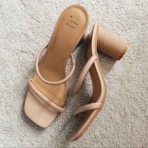NWOT Nude Heeled Sandals, Size 9